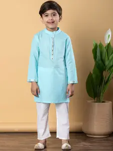 Readiprint Boys Mandarin Collar Pure Cotton Straight Kurta With Pyjamas
