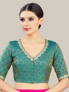 Studio Shringaar Embroidered V-Neck Readymade Saree Blouse