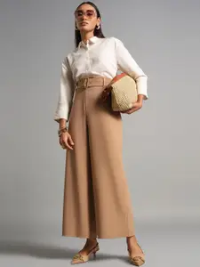 AND Women Solid Longline Relaxed Fit Casual Shirt