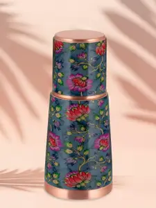 BOROSIL Quinn Green & Red Printed Pure Copper Water Bottle 950ml