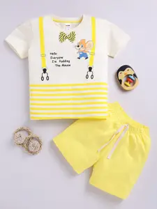 LITTLE NINJA Boys Printed Round Neck Pure Cotton T-Shirt With Shorts