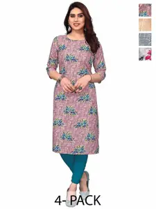 KETAKI FASHION Selection Of 4 Floral Printed Straight Kurtas