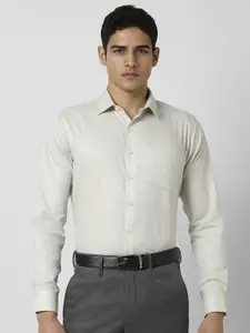 Van Heusen Men Slim Fit Spread Collar Textured Cotton Formal Shirt