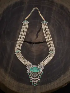 Kushal's Fashion Jewellery Mint Rhodium Gold-Plated Party Zircon Necklace