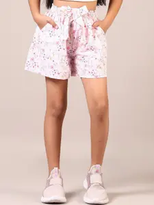 V-Mart Girls Floral Printed Regular Fit Mid-Rise Shorts