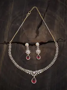 Kushal's Fashion Jewellery Ruby Rhodium Gold-Plated Party Zircon Necklace