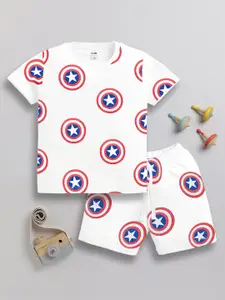 LITTLE NINJA Boys Printed Round Neck Pure Cotton T-Shirt With Shorts