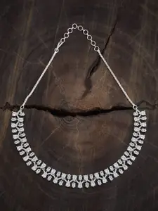 Kushal's Fashion Jewellery Rhodium-Plated Cubic Zirconia Studded Necklace