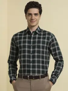 Allen Solly Men Slim Fit Spread Collar Grid Tattersall Checked Cotton Formal Shirt