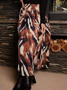 ZWERLON Women Abstract Printed A-Line Maxi Skirts