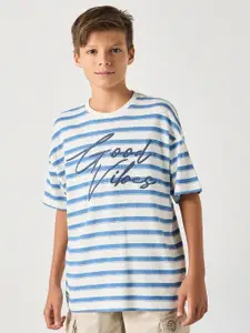 max Boys Striped Round Neck Cotton Oversized T-shirt