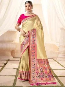 DEVATITHI Beige Silk Saree