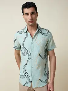 Thomas Scott Men Embroidered Regular Fit Casual Shirt