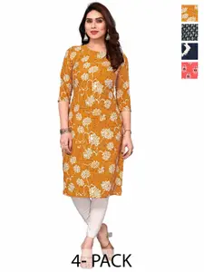 KETAKI FASHION Selection Of 4 Floral Printed Straight Kurtas