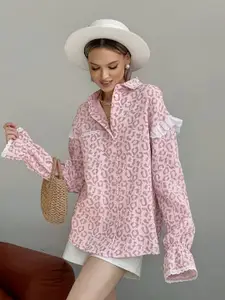 MIAKEE Women Floral Printed Cotton Shirt Style Top