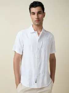 Thomas Scott Men Embroidered Regular Fit Casual Shirt