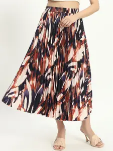 ZWERLON Women Printed Midi A-Line Skirt