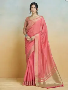 DEVATITHI Orange Khadi Silk Saree