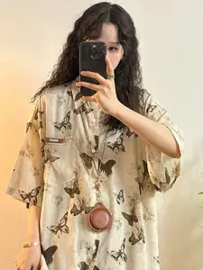DressBerry Women Graphic Printed Longline Oversized Casual Shirt