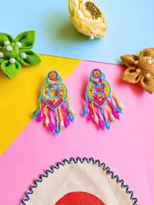 Sangria Pink Artificial Beaded Contemporary Bridal Tasseled Drop Earrings