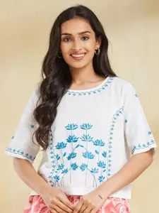 Fabindia Floral Embroidered Cotton Top