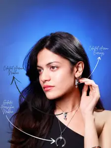 ISHI New York Brass Rhodium-Plated Celestial Arrow Pendant Necklace