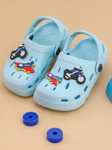 Yellow Bee Boys Self Design Airplane & Bike Themed Clogs
