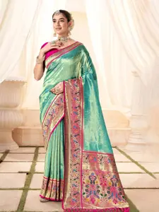 DEVATITHI Woven Design Light Blue Silk Saree