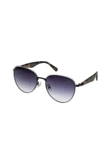 HASHTAG EYEWEAR Women Oval Sunglasses with Polarised and UV Protected Lens SEVA-2A935-BLK