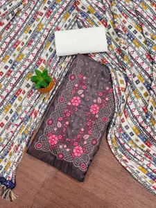 MANVAA Floral Embroidered Thread Work Unstitched Dress Material