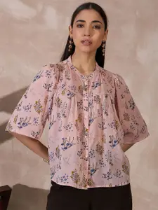 all about you Women Floral Printed Mandarin Collar Top