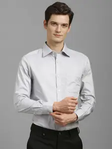 Louis Philippe Men Classic Slim Fit Spread Collar Textured Cotton Formal Shirt