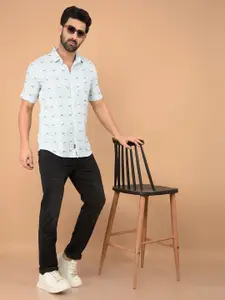 Crimsoune Club Men Classic Slim Fit Floral Printed Cotton Casual Shirt