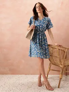 all about you Floral Print Flared Sleeve Fit & Flare Dress