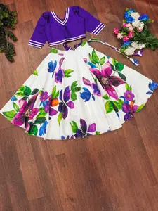 BAESD Girls Durga Embellished Gotta Patti Ready to Wear Lehenga & Choli With Dupatta