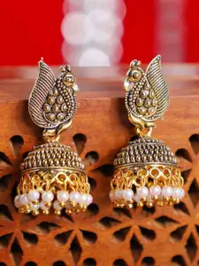 Anouk Gold plated Peacock Shaped Jhumkas Earrings