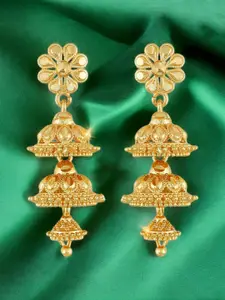DIVASTRI Gold-Plated Dome Shaped Jhumkas