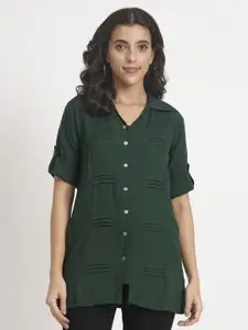 ANGOORI FASHION Women Straight Fit Spread Collar Solid Casual Shirt