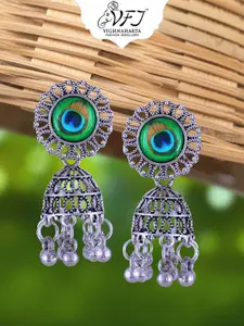 Anouk Rhodium-Plated Dome Shaped Oxidised Jhumkas