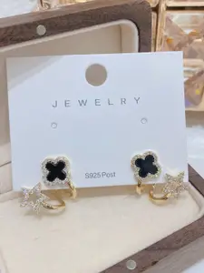 Celestique Korean Cubic Zirconia Studded Contemporary Studs