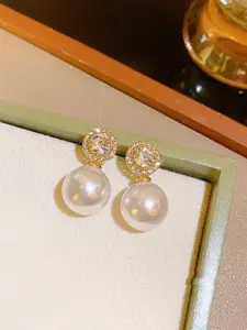 Celestique Pearls Beaded Contemporary Shaped Drop Earrings