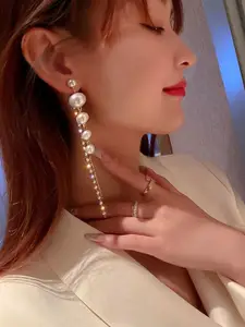 Celestique Pearls Spherical Shaped Korean Drop Earrings