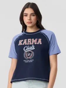 The Souled Store Typography Printed Round Neck Cotton Boxy T-shirt