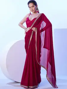 Satrani Beads and Stones Pure Chiffon Saree