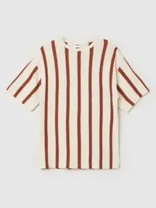 max Boys Striped Round Neck Cotton T-shirt