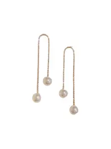 Celestique Rhinestones Studded U-Shaped Drop Earrings