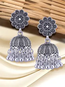 Anouk Rhodium-Plated Dome Shaped Oxidised Jhumkas
