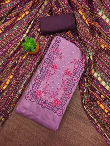 MANVAA Floral Embroidered Sequinned Unstitched Dress Material