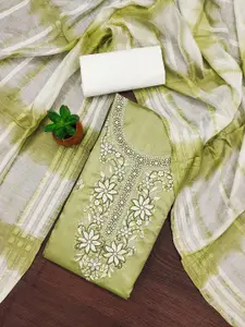 MANVAA Floral Embroidered Unstitched Dress Material