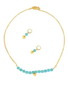 Daizy Gold-Plated  Beads And Heart Necklace Earings Set